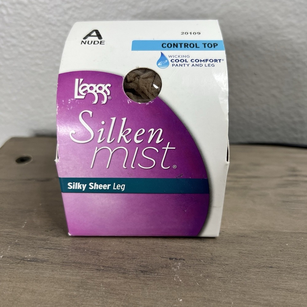 1 Pair L'eggs Silken Mist Pantyhose Nude 20109 Control Top Silky Sheer Size A